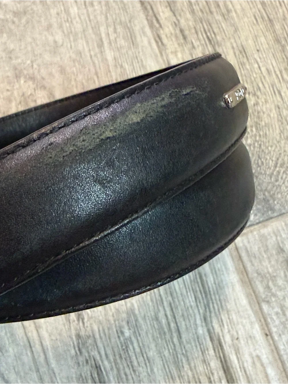 Polo Ralph Lauren Genuine Italian Leather Black Belt 36/95 Leather Metal Plate